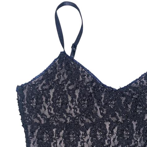 Vintage Express Black Lace Tank Top With A Nude Depop