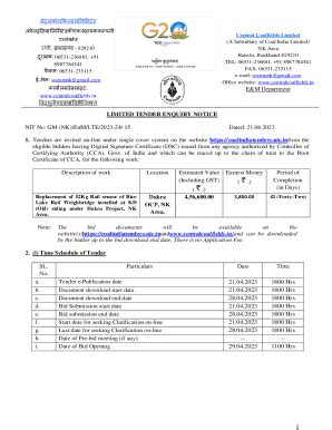 Fillable Online LIMITED TENDER ENQUIRY NOTICE Fax Email Print PdfFiller