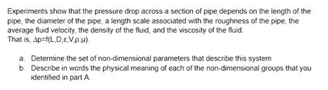 Solved Experiments show that the pressure drop across a | Chegg.com