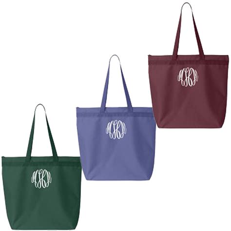 Monogrammed Tote Bag With Zipper