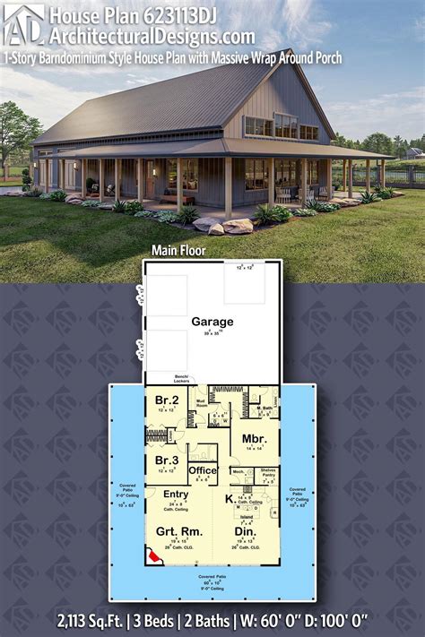 Best 12 1 Story Barndominium Style House Plan With Massive Wrap Around Porch Artofit