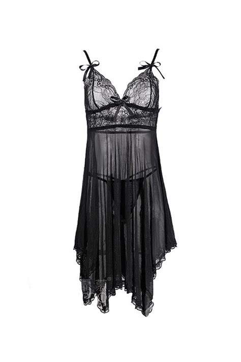 Set Lenjerie Intima 2 Piese Neglijeu Dantela Negru M Intl Emag Ro