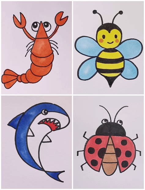 Colorful Animal Drawings Tutorial for Kids | animal, tutorial | Learn