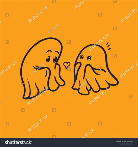 Ghost Couple Love Halloween Vector Cute Stock Vector Royalty Free 2209673649 Shutterstock