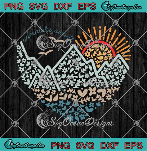 Adventure Awaits Love Heart Vintage SVG PNG EPS DXF Cricut Cameo File