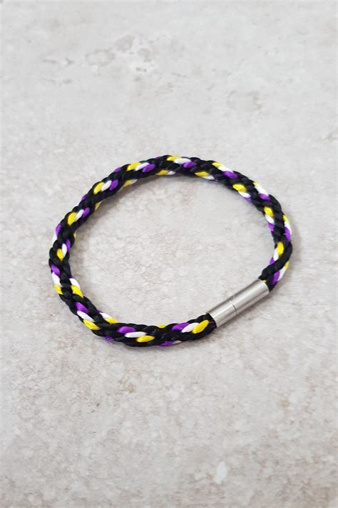 Non Binary Bracelet Lgbtqia Nonbinary Anklet Enby Flag Bracelets Etsy