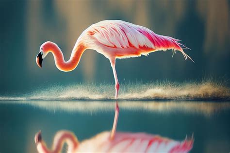 Premium Photo Side View Of A Flamingo Standing In The Water Digital