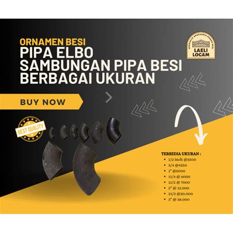 Jual Ornamen Besi Pipa Elbo Sambungan Pipa Besi Berbagai Ukuran Inch