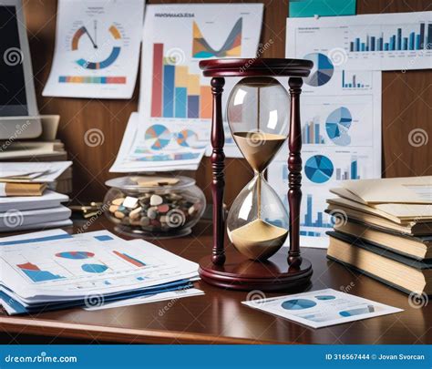 Time Management Concept Hourglass With Line Graphs Stock Illustration Illustration Of Finance