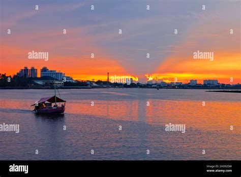 Sunset Pantai Ancol Beach, Jakarta, Indonesia Stock Photo - Alamy