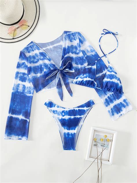 Ba Ador Bikini De Tie Dye Con Kimono Moda De Mujer Shein M Xico