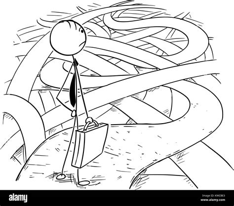 Cartoon Stick Man Drawing Conceptual Illustration Of Businessman Facing