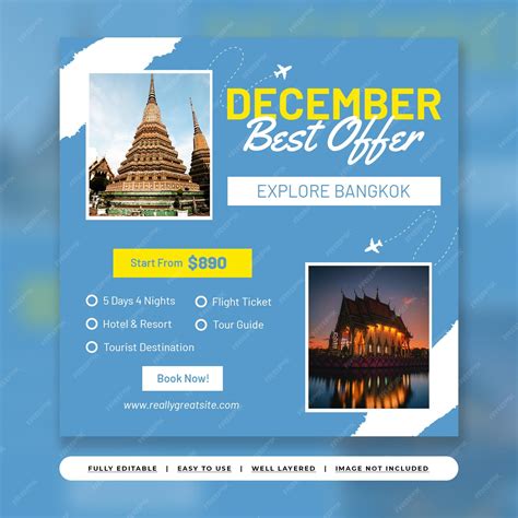 Fascinating sky-blue modern travel agency instagram | Premium PSD