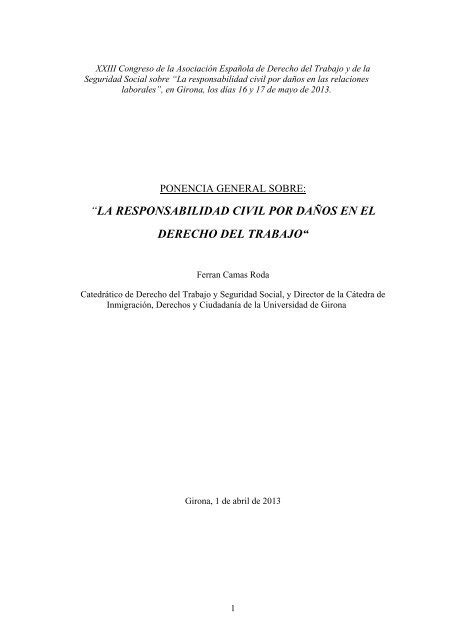 La Responsabilidad Civil Por Da Os En El Derecho Del Trabajo