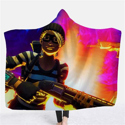 Fortnite Hooded Blankets Fortnite Prisoner Suit Fleece Hooded Blanket Anime Hoodie Shop