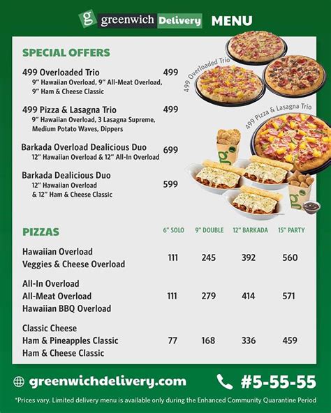 Greenwich Pizza Menu Outlet