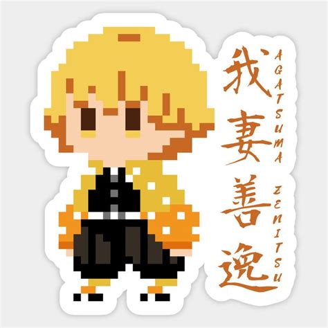 Agatsuma Zenitsu Pixel Art By Milothecorgi Pixel Art Sticker Art Art