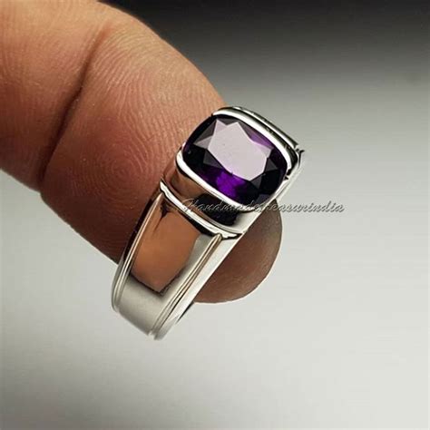 Amethyst Mens Ringnatural Amethyst Ring925 Silver Etsy