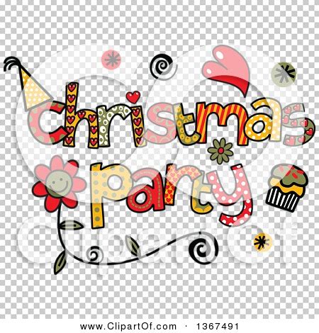 Clipart of Colorful Sketched Christmas Party Word Art - Royalty Free ...