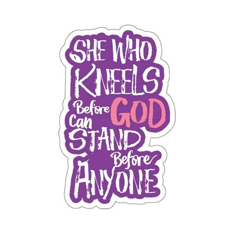 Christian Jesus Kiss Cut Sticker She Who Kneels Before God Bible Verse