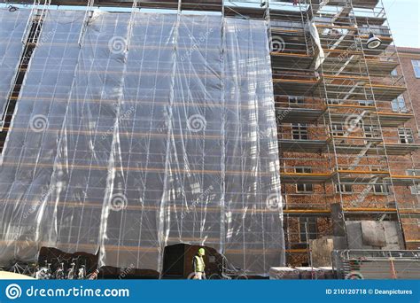 Construction Worker Repais Wall In Kastrup Copenhagen Editorial Stock