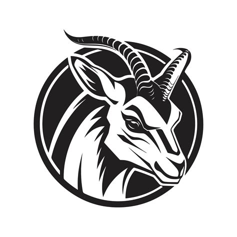 springbok mascot, vintage logo line art concept black and white color ...