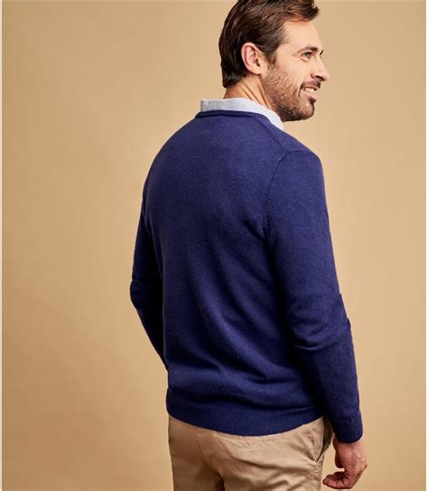 Lapis Mens Cashmere And Merino V Neck Knitted Sweater Woolovers Us