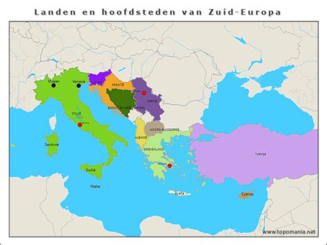 Topografie Landen En Hoofdsteden Van Zuid Europa Topomania Net