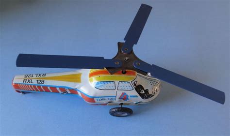 Helicopter Vintage Friction Tin Police Helicopter Rxl Made By