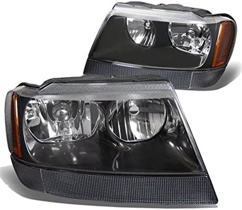 Dna Motoring Hl Oh Jgc99 Bk Am Black Amber Headlights Assembly Replacement