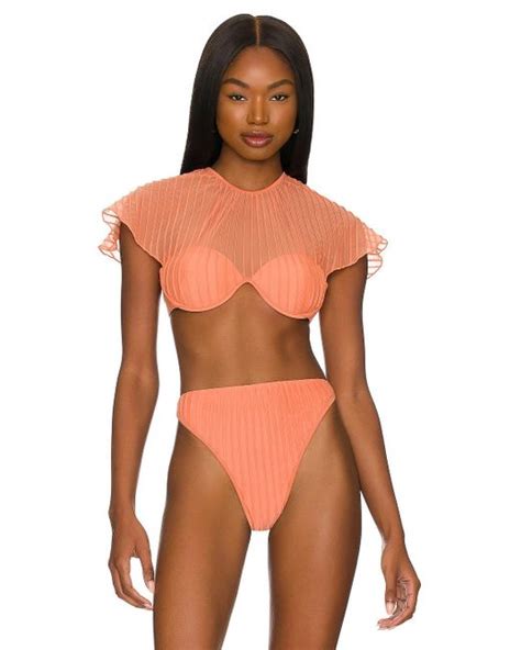 Andrea Iyamah Synthetic Gara Bikini Top In Peach Orange Lyst