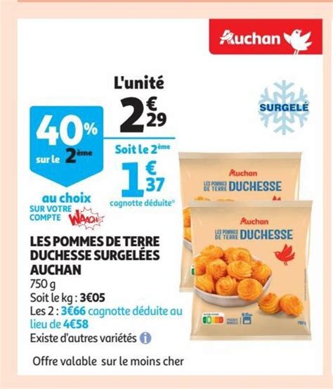 Promo Les Pommes De Terre Duchesse Surgelees Auchan Chez Auchan