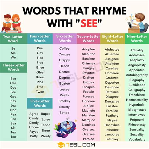 484 Interesting Words that Rhyme with See • 7ESL