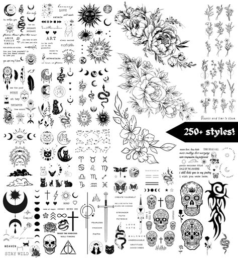 Buy Realistic Temporary Tattoo 250 Mix Match Minimalistic Set