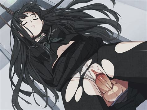 Rule 34 1girls Animated Asphyxiation Black Hair Black Legwear Byakuya Rinne Clockup Closed