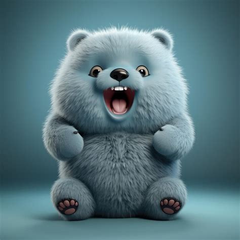 Premium AI Image | A cute fluffy bear creature 3D illustration on a ...