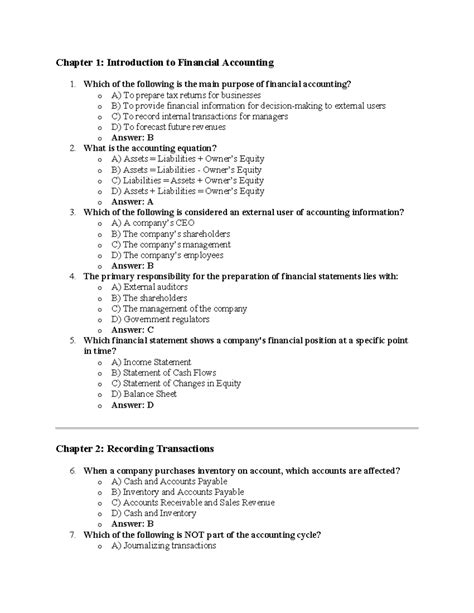 Quiz: Practice MCQs for Financial Accounting 1 (Chapters 1-4) - Studocu