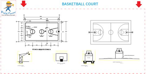 [dwg] Basketball Court In Autocad 206 30 Kb