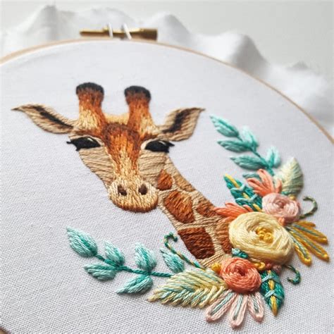 Giraffe Beginner Hand Embroidery Pattern, DIY Animal Hoop Art - Etsy