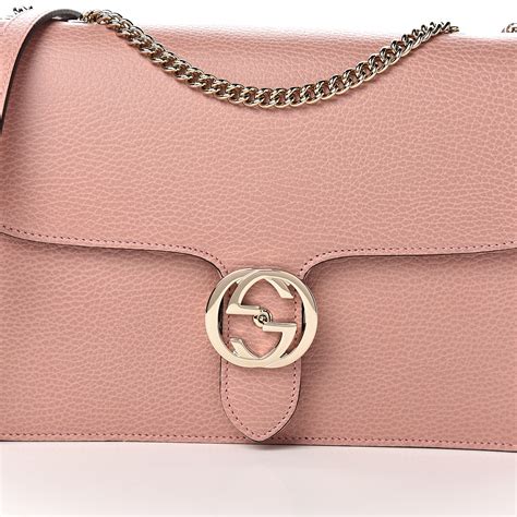 Gucci Dollar Calfskin Interlocking G Shoulder Bag Soft Pink 541105