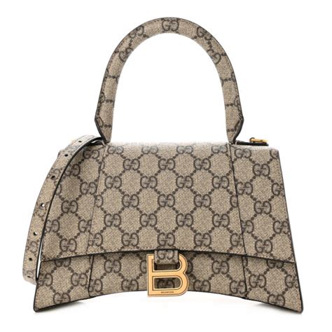 BALENCIAGA X GUCCI GG Supreme Monogram Small Hourglass Top Handle Bag