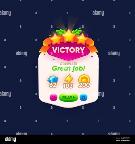 Game Victory Sign Banner With Winner Golden Stars And Awards Vector