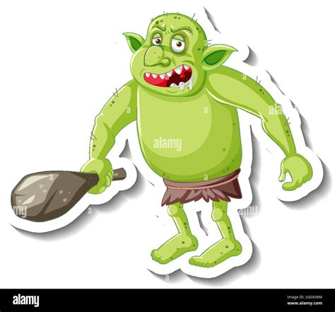 Ilustraci N De La Etiqueta Del Personaje De Caricatura De Goblin O