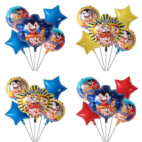 Great Price 5pcs Set El Show De Bely Y Beto Blue Red Star Foil Balloons