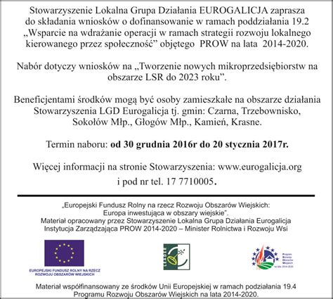 Informacja o naborze wniosków LGD EUROGALICJA