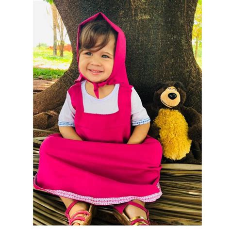 Fantasia Masha Eo Urso - Fantasia Masha e o urso vestido da marsha com lenço da cabeça do 2 ao 6 ...