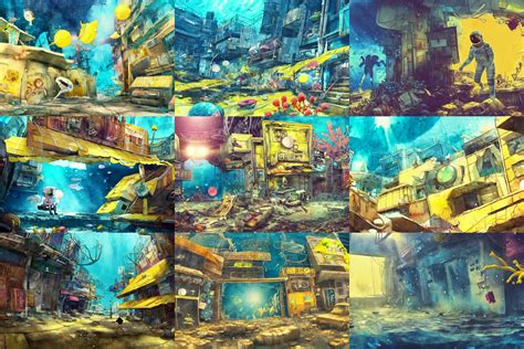 KREA Incredible Underwater Movie Scene Anime Background Simple