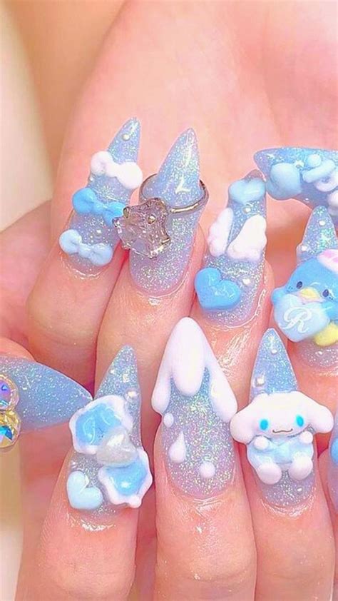 Kawaii Nails Cinnamoroll Nails Nail Art Nail Inspo Korean Nails Cute Nails Almond Nails