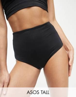 Asos Design Tall Mix And Match High Waist Bikini Bottom In Black Asos