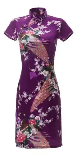 Vestido Tradicional Chino Qipao Cheongsam Celeste Adornos Cuotas Sin